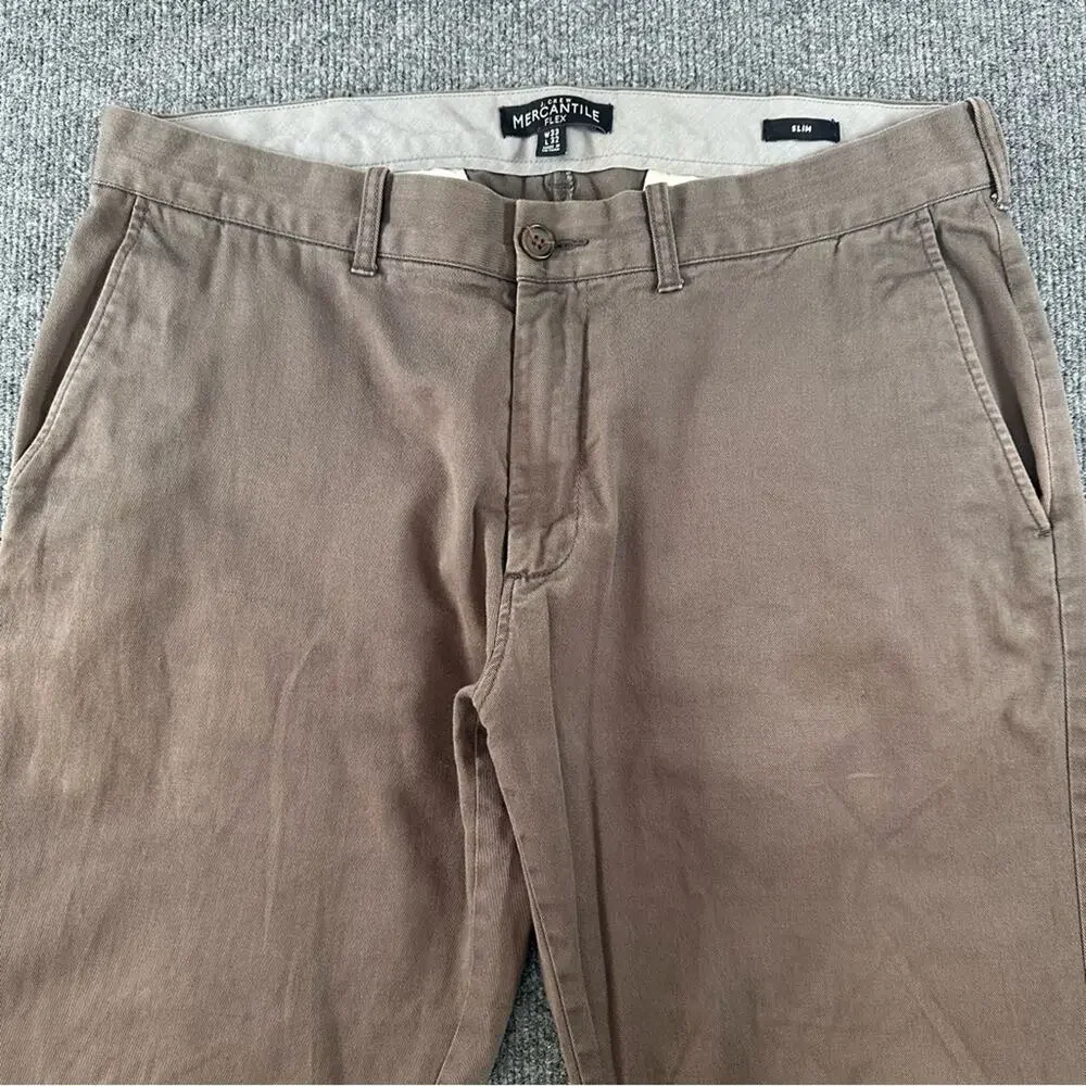 J. Crew Men’s Mercantile Flex Chino Pants Muted Tone Brown Khaki Slim 33x32